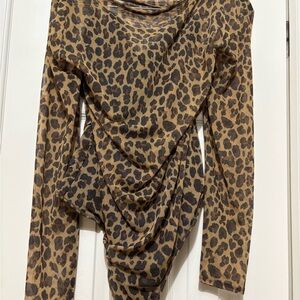 NWOT Abercrombie Mesh Leopard Print Body Suit w/ Black Strapless Under Piece